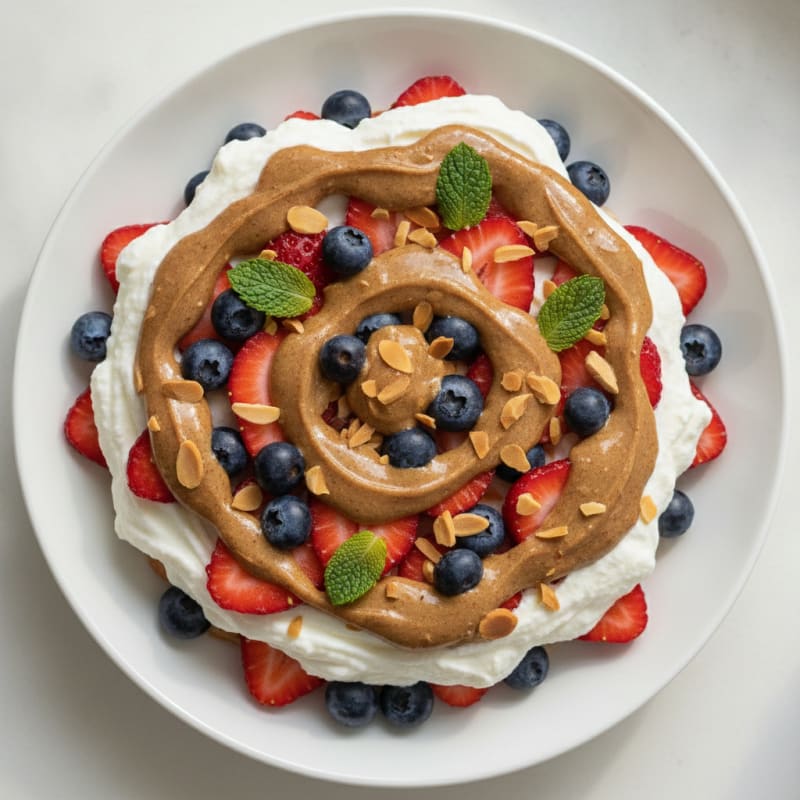 Greek Yogurt Protein Parfait with Berries and Almond Butter