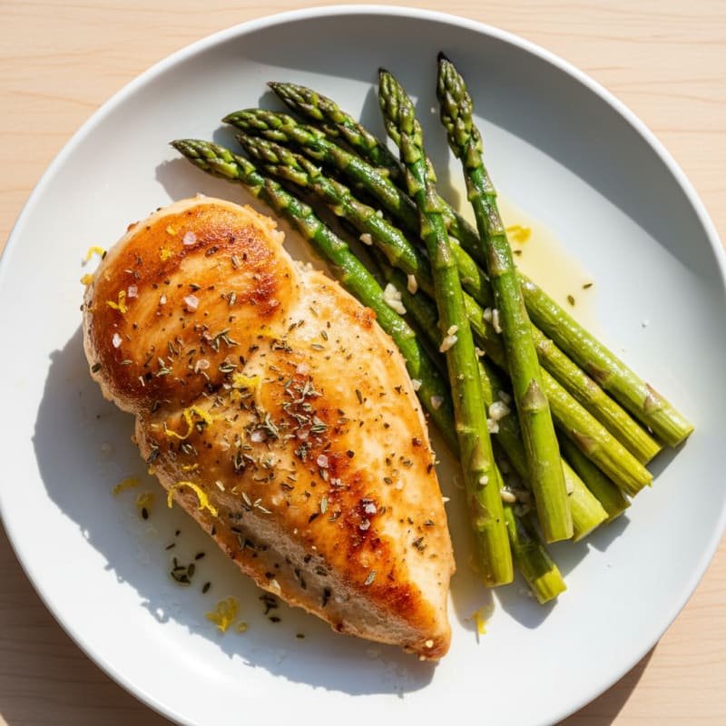 Crispy Lemon Herb Chicken with Roasted Asparagus