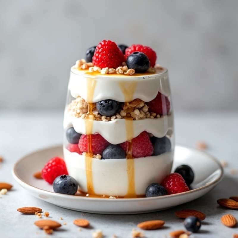 Creamy Greek Yogurt Parfait with Berries and Almonds