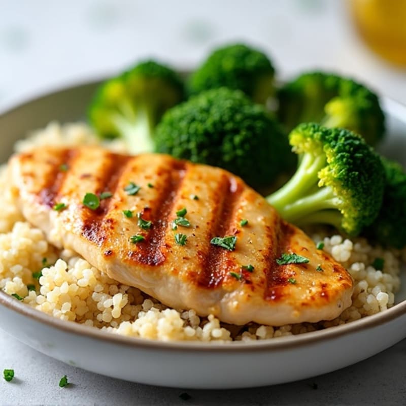 Grilled Chicken Breast with Quinoa and Steamed Broccoli