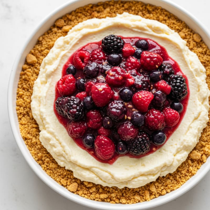 Creamy Greek Yogurt Protein Cheesecake with Berry Compote