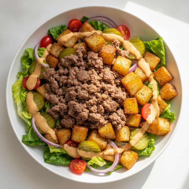 Ground Beef Burger Bowl with Mac Sauce