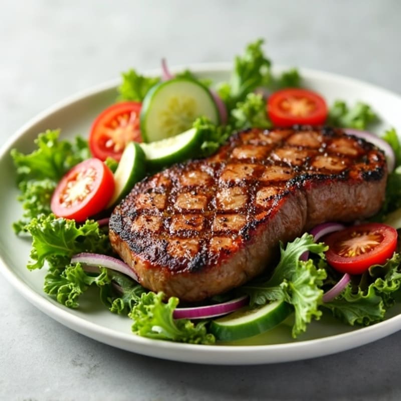 Seared Steak with Fresh Crunchy Green Salad