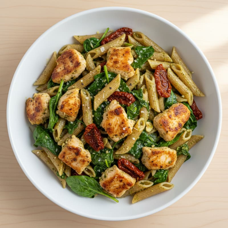 Pesto Chicken Pasta with Sun-Dried Tomatoes