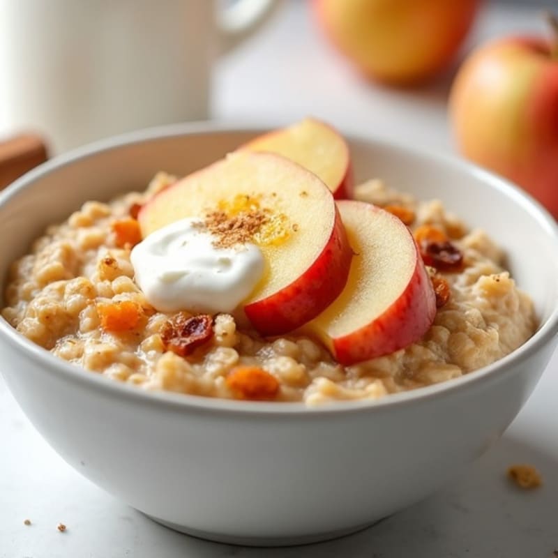 Creamy Vanilla Bean Protein Oatmeal with Caramelized Apple Slices