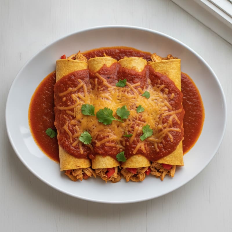 Chicken Enchiladas with Red Chili Sauce