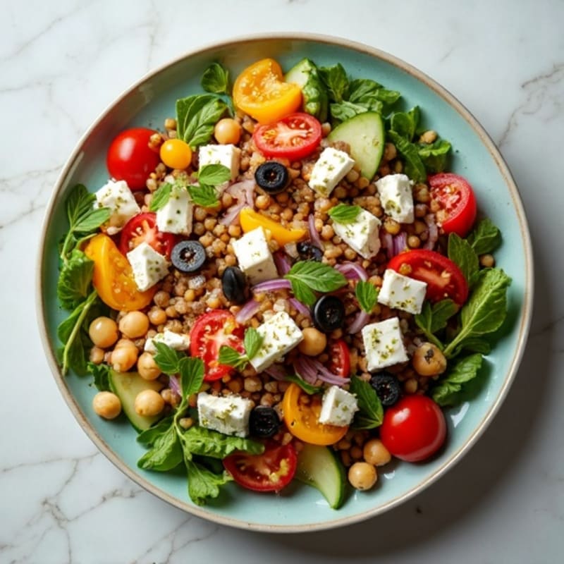 Fresh Mediterranean Chopped Salad with Herb-Marinated Feta