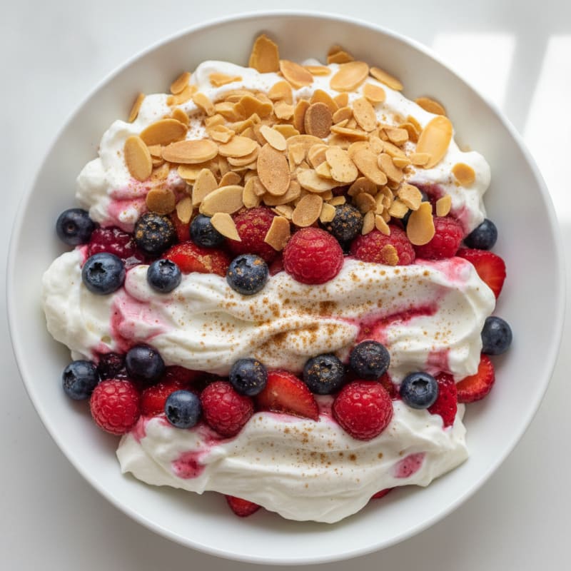 Greek Yogurt Protein Parfait with Berries and Almonds