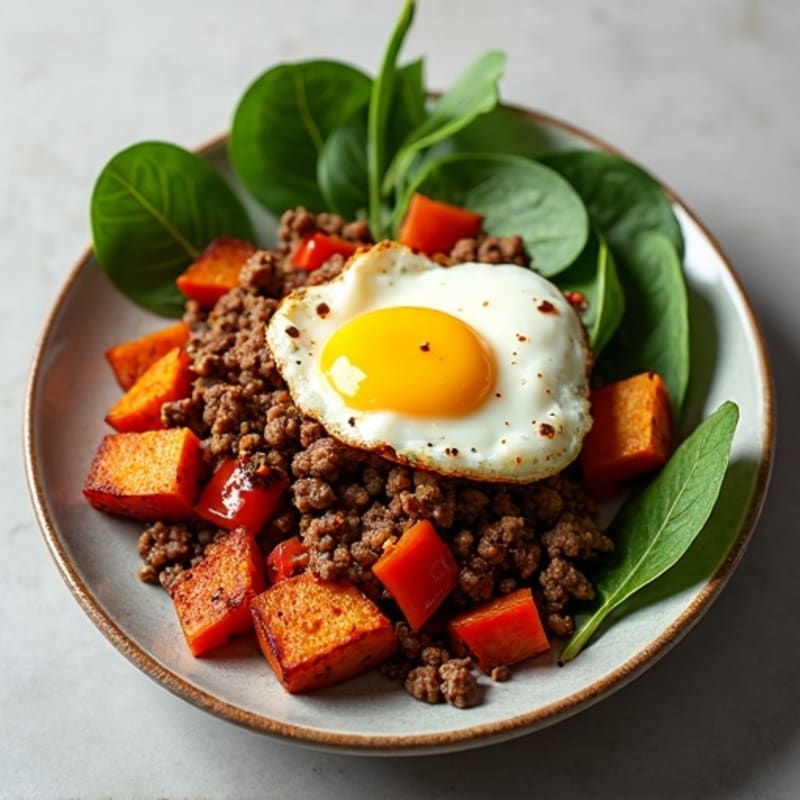 Hearty Ground Venison and Sweet Potato Hash