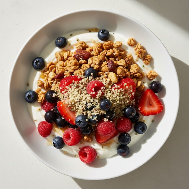 Greek Yogurt Parfait with Mixed Berries and Protein Granola