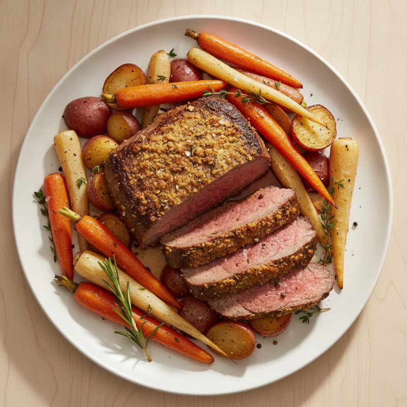 Garlic Herb Beef Roast with Root Vegetables