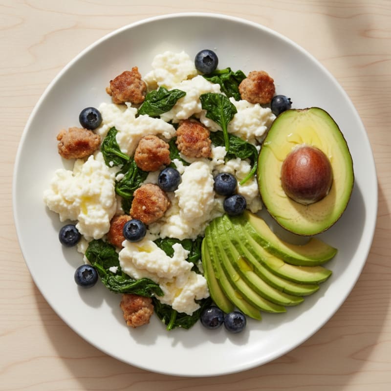 Egg White and Turkey Sausage Scramble with Spinach