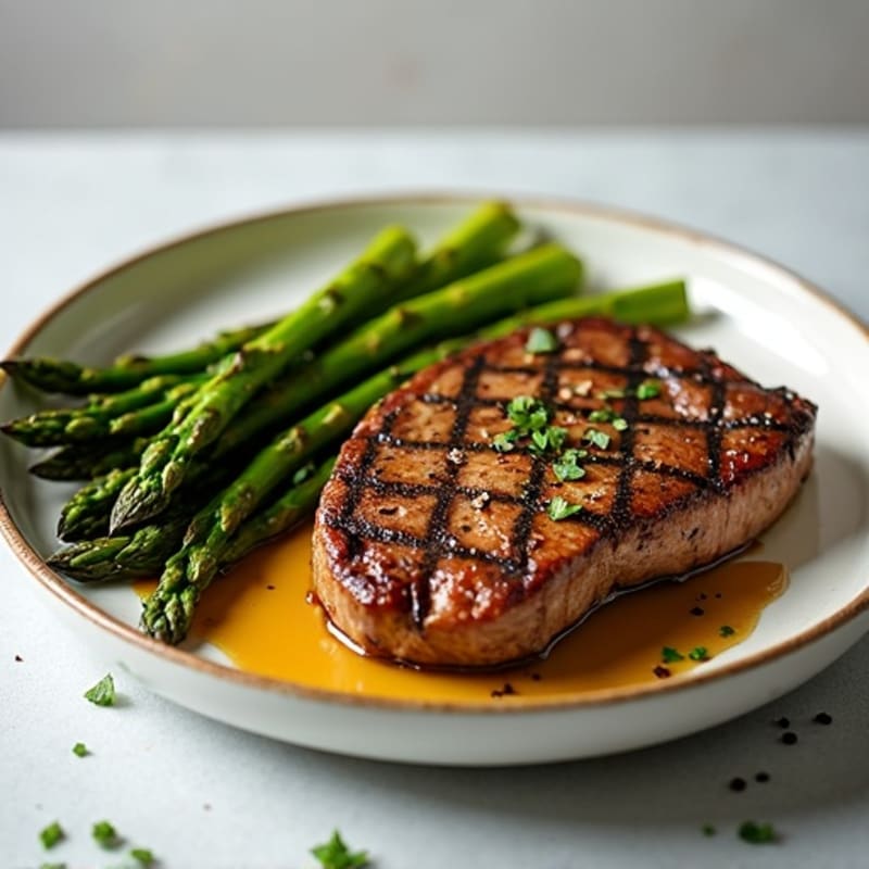 Pan-Seared Steak with Crispy Roasted Asparagus