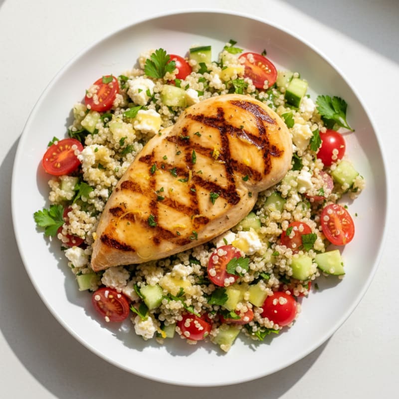 Grilled Lemon Herb Chicken Breast with Quinoa Salad