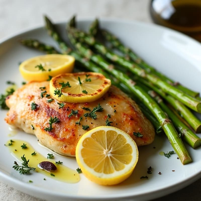 Lemon Herb Roasted Chicken with Crispy Roasted Asparagus