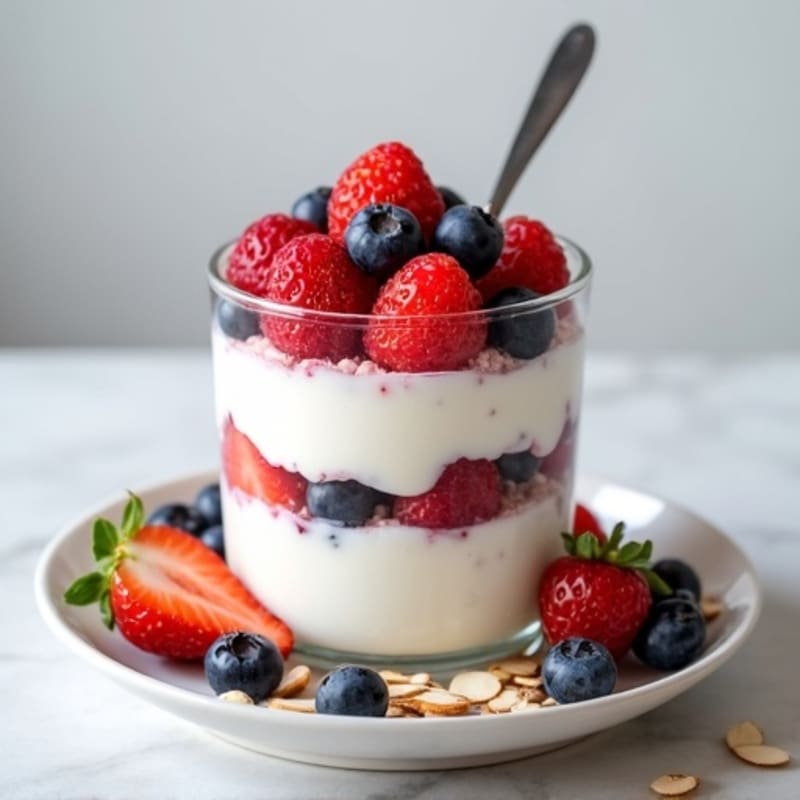 Greek Yogurt Protein Parfait with Berries and Almonds