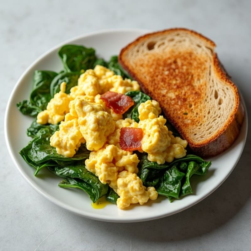 Egg White Scramble with Spinach and Turkey Bacon