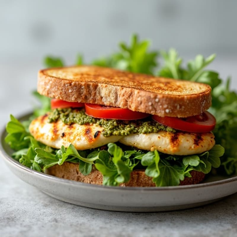 Herb-Pesto Grilled Chicken Sandwich with Fresh Greens
