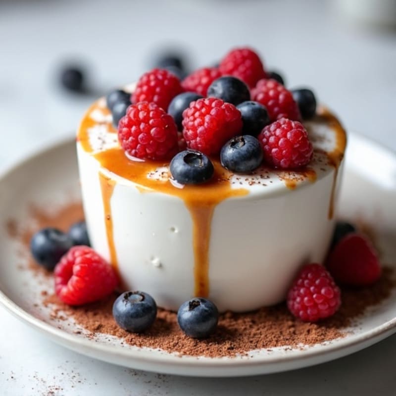 Creamy Greek Yogurt Protein Pudding with Cocoa and Berries