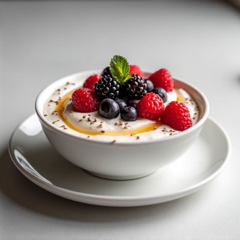 Silky Greek Yogurt Protein Pudding with Mixed Berries