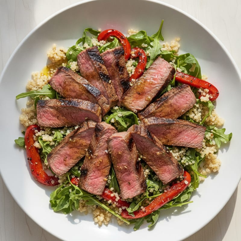 Grilled Steak and Quinoa Salad with Roasted Red Peppers