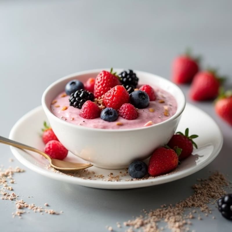 Silky Greek Yogurt Protein Pudding with Fresh Berries