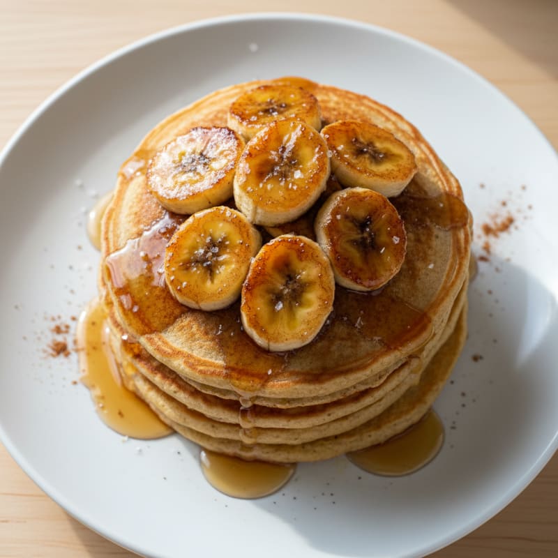 Golden Caramelized Banana Pancakes