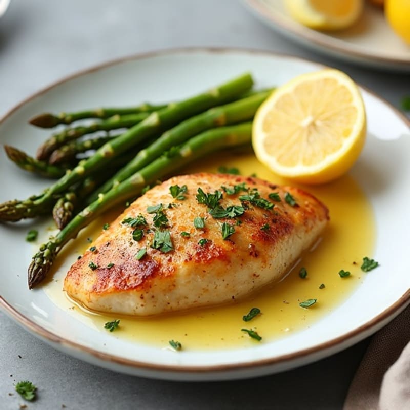 Pan-Seared Lemon Garlic Chicken with Roasted Asparagus
