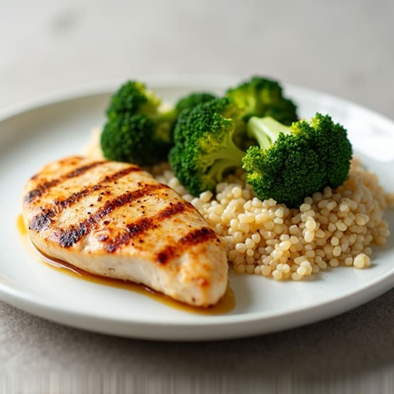 Grilled Chicken Breast with Roasted Broccoli and Quinoa