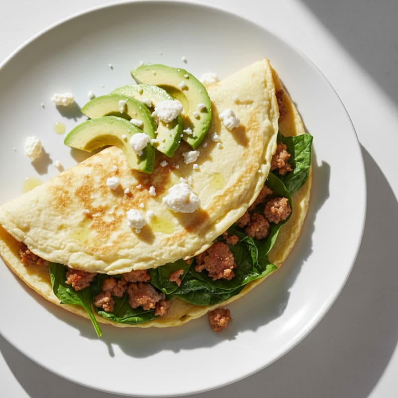 Egg White Spinach Omelette with Turkey Sausage