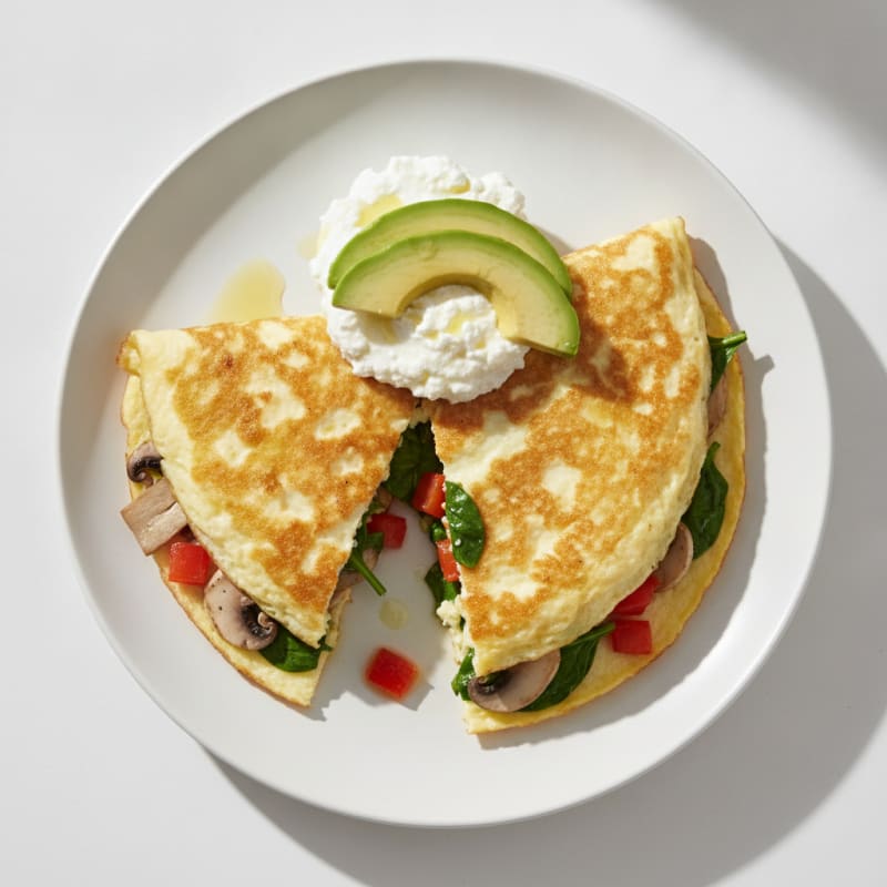 Egg White Veggie Omelet with Cottage Cheese