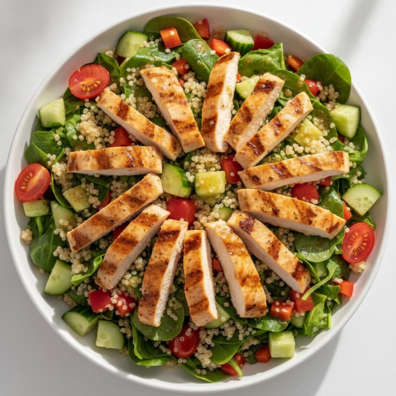Grilled Chicken and Quinoa Salad with Crunchy Vegetables