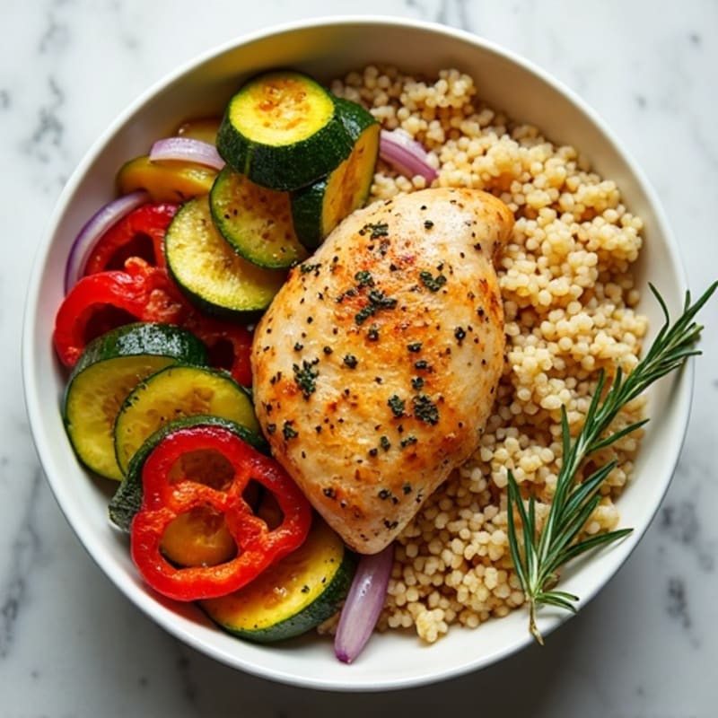 Sheet Pan Lemon Herb Chicken and Roasted Veggie Bowl