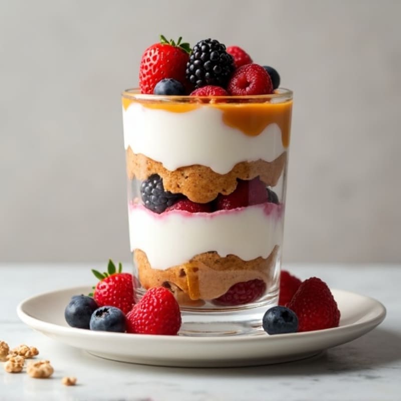 Creamy Greek Yogurt Protein Parfait with Almond Butter and Berries