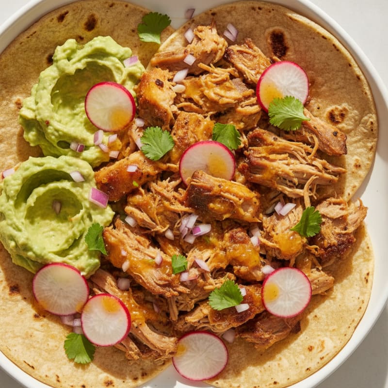 Slow-Cooked Pork Carnitas Street Tacos