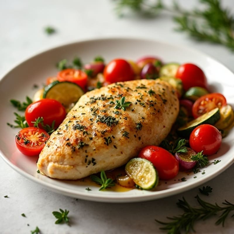 Herb-Crusted Sheet Pan Chicken with Roasted Rainbow Vegetables