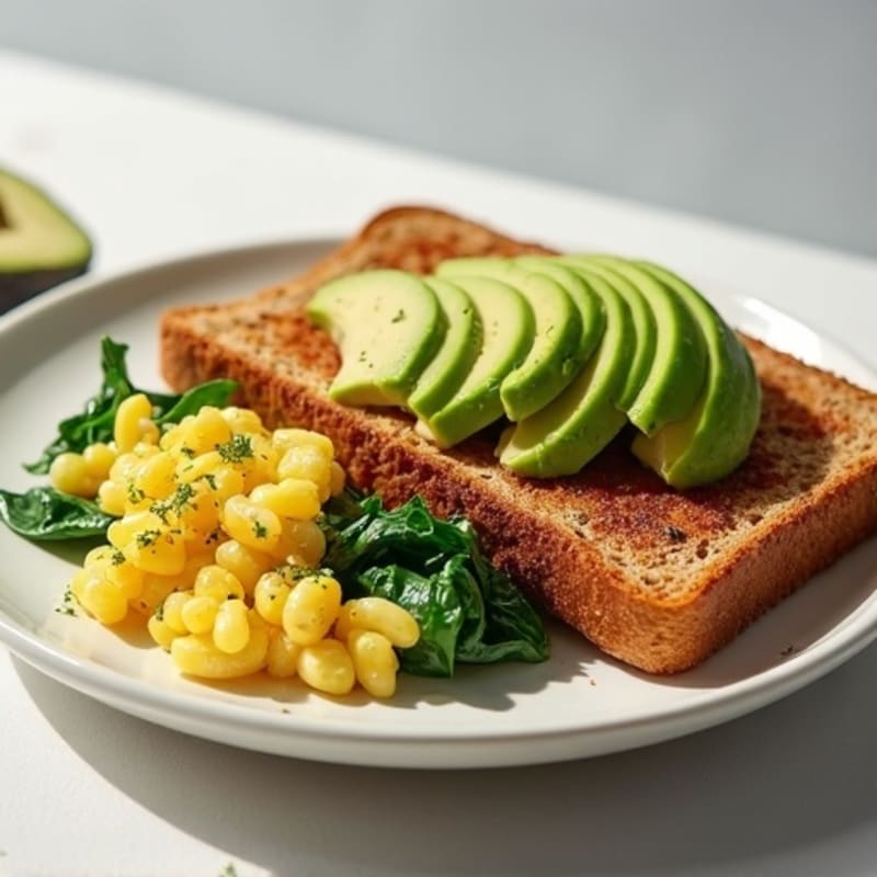 Egg White Scramble with Spinach, Turkey Sausage & Avocado Toast