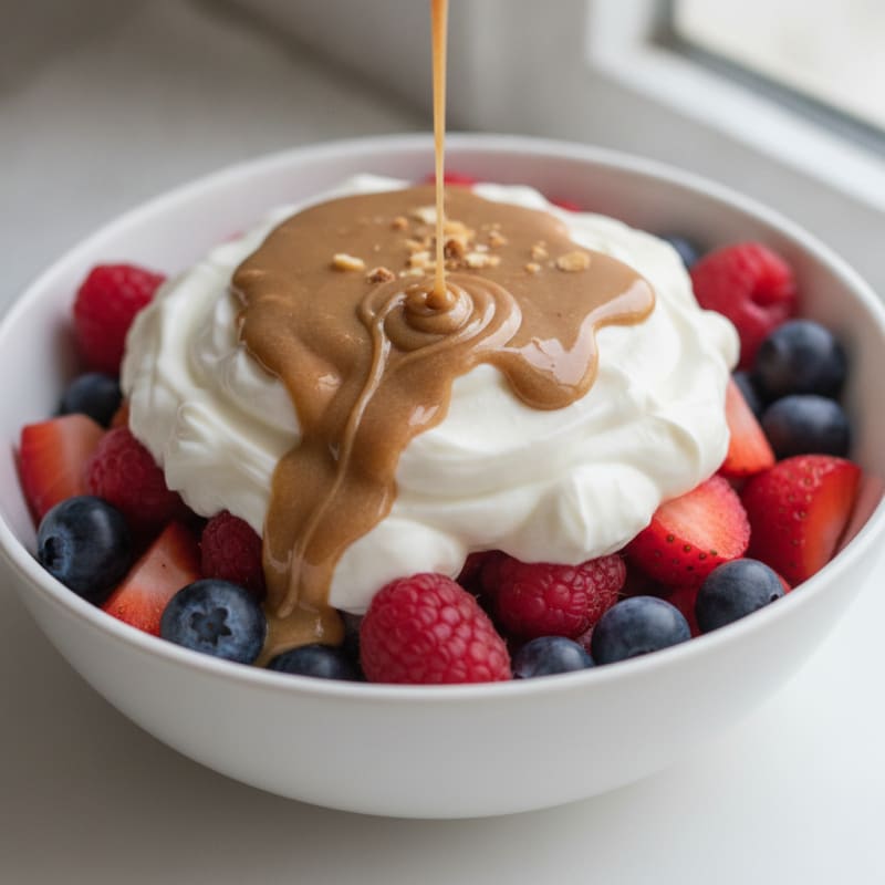 Greek Yogurt Protein Parfait with Mixed Berries and Almond Butter