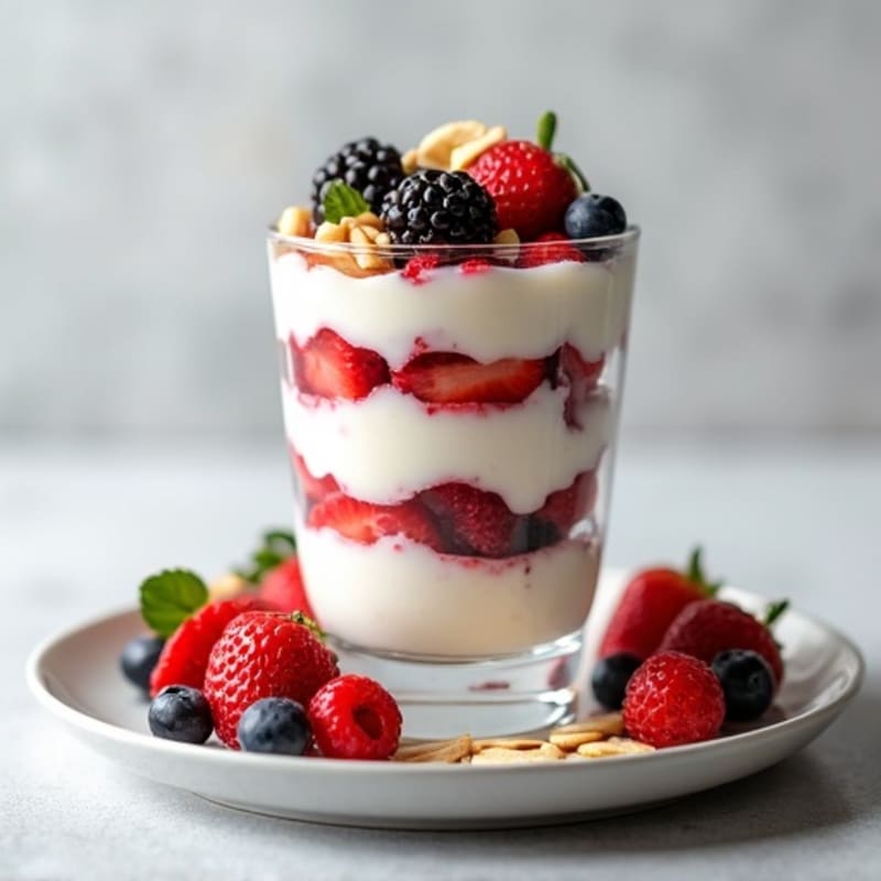 Creamy Greek Yogurt Parfait with Mixed Berries and Almonds