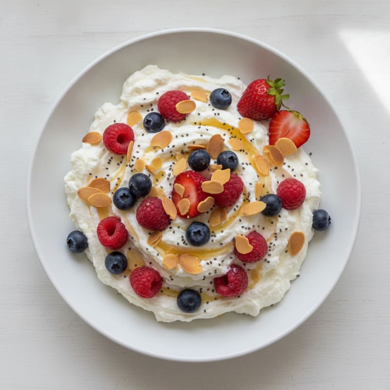 Greek Yogurt Protein Mousse with Mixed Berries