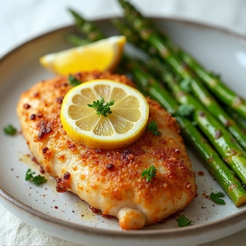 Crispy Lemon-Herb Chicken with Roasted Asparagus