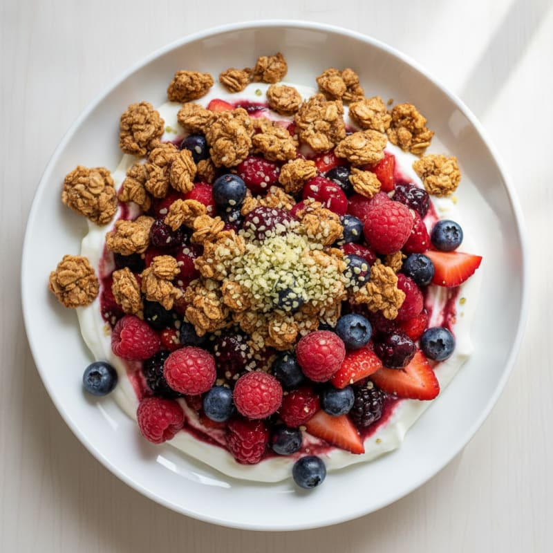 Greek Yogurt Parfait with Mixed Berries and Protein Granola