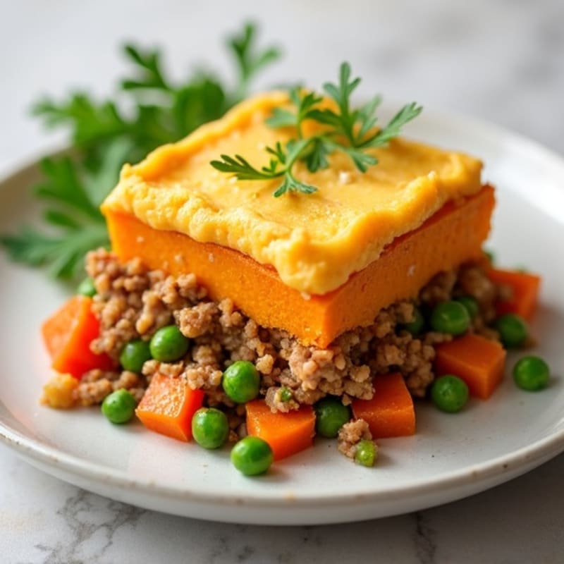 Lean Ground Turkey Shepherd's Pie with Creamy Sweet Potato Topping