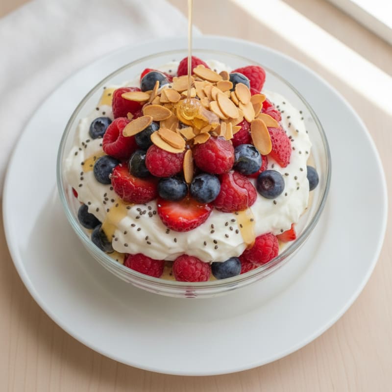 Greek Yogurt Protein Parfait with Mixed Berries