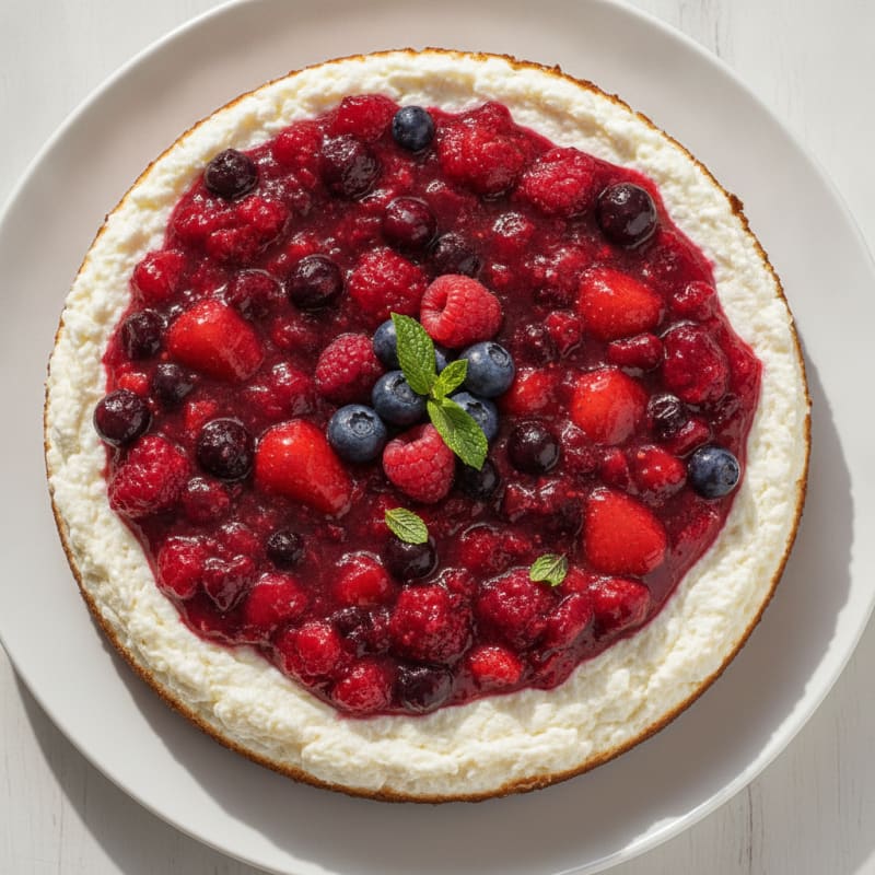 Greek Yogurt Protein Cheesecake with Mixed Berries