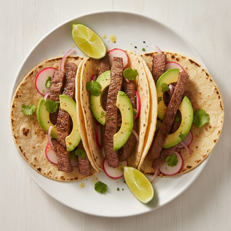 Pan-Seared Steak Tacos with Avocado