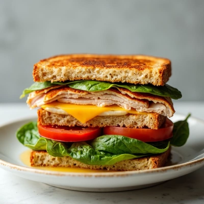 Crispy Golden Whole Grain Turkey and Veggie Stacked Melt