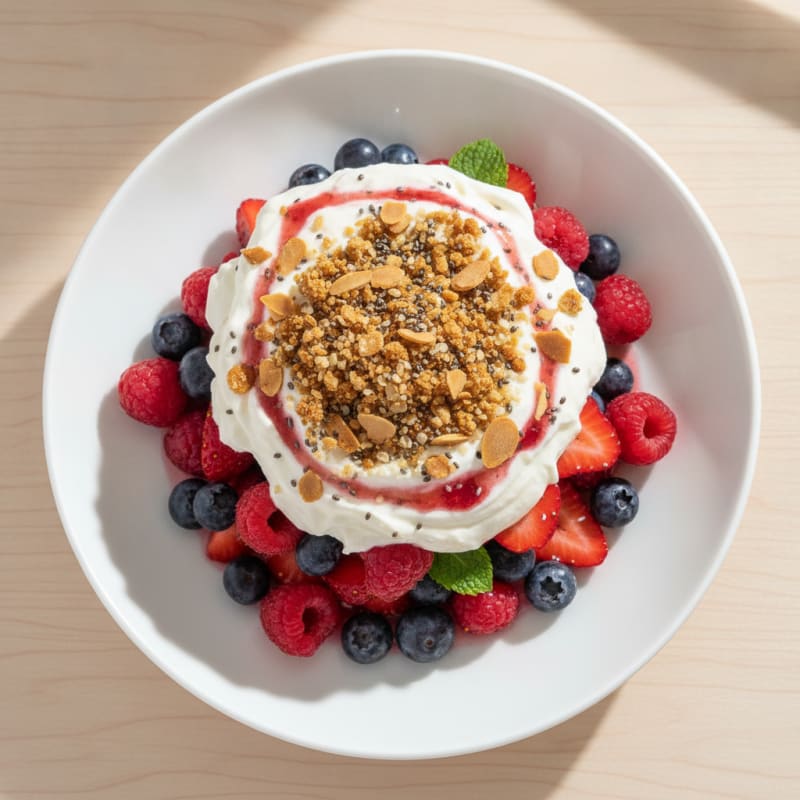 Greek Yogurt Protein Parfait with Mixed Berries