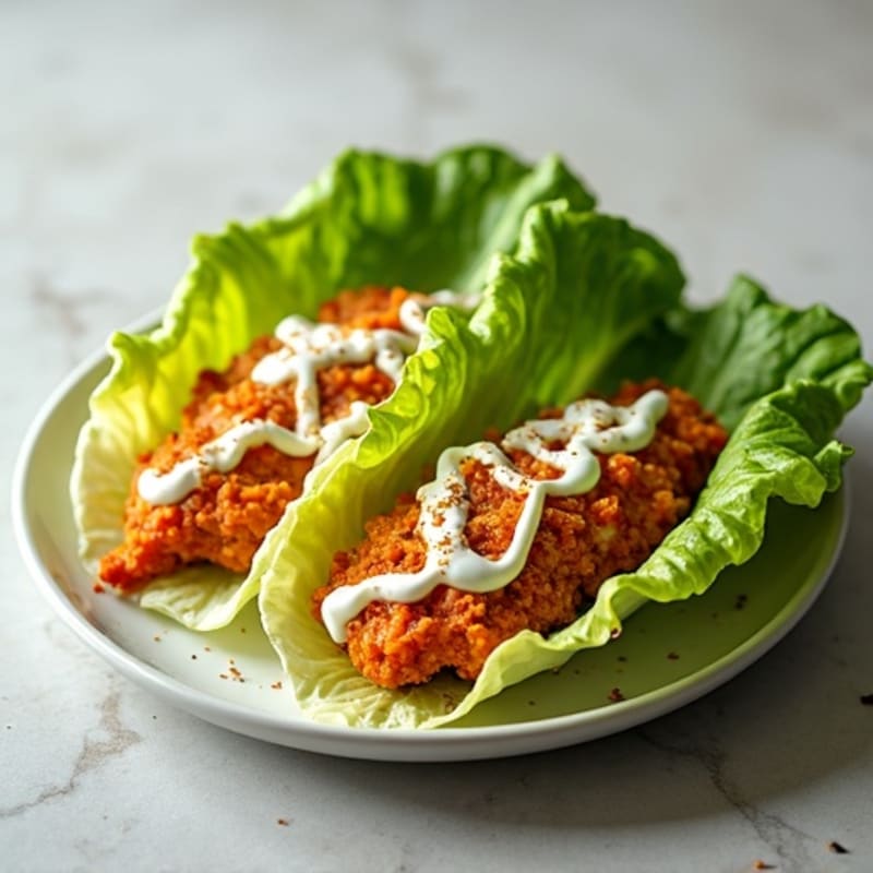 Crispy Buffalo Chicken Lettuce Wraps with Creamy Ranch