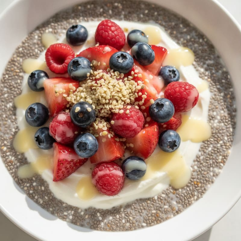 Silky Greek Yogurt Parfait with Chia and Mixed Berries